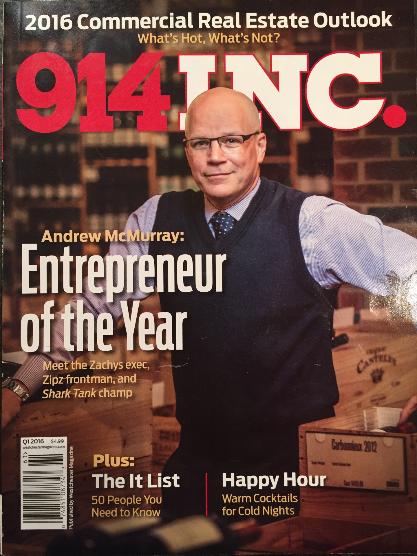 914 INC. magazine cover naming Andrew McMurray Entrepreneur of the Year, 2016