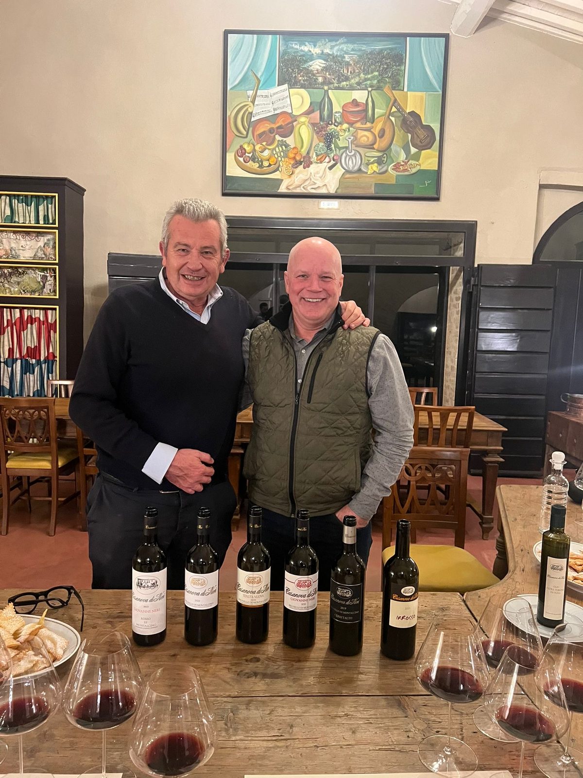 One of Andrew's oldest relationships in Montalcino - Giacomo Neri (Casanova Di Neri) Friends for over 27 years